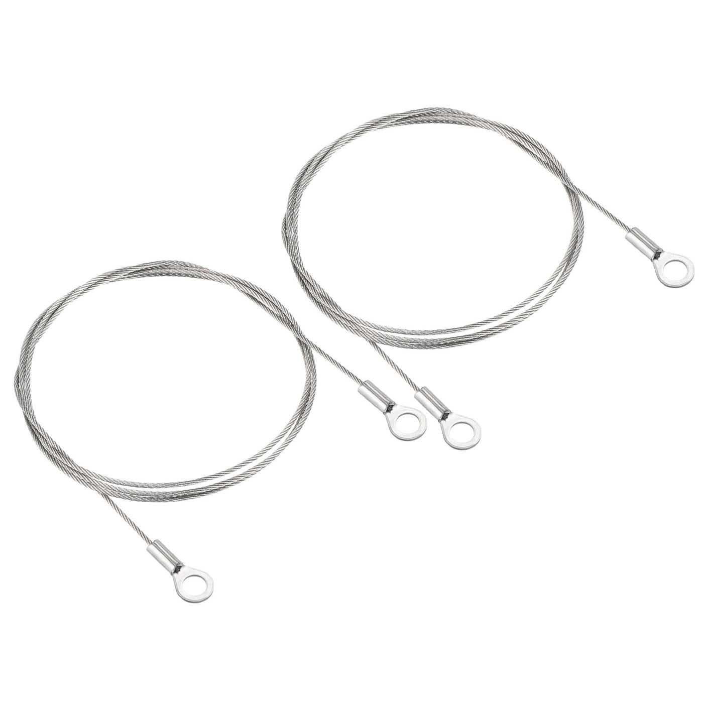 Harfington 1.5mm x 1m Edelstahl Sicherheit Kabel 2Pack 6mm ID Ösen Abgeschlossen Sicherheit Draht Seil Gepäckschloß für Licht Außen Reise Silber