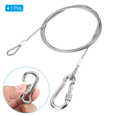 Harfington 2,5 mm x 1 m (3,3 Fuß) Kabel-Sicherheitsschlossdraht mit Karabiner, Edelstahl-Sicherheitskabel zum Aufhängen mit Schlaufen für Gepäck, Beleuchtung, Reisen