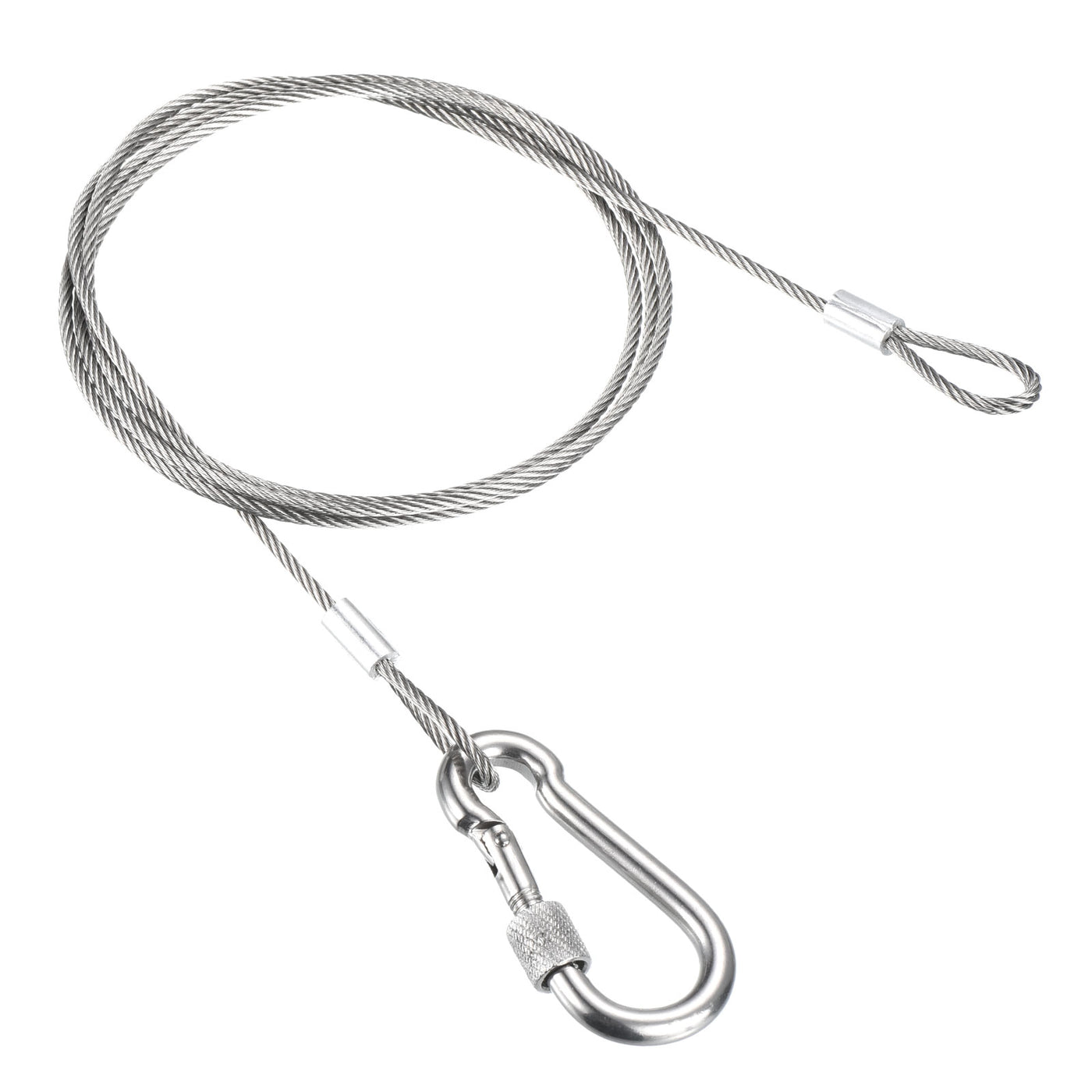 Harfington 2,5 mm x 1 m (3,3 Fuß) Kabel-Sicherheitsschlossdraht mit Karabiner, Edelstahl-Sicherheitskabel zum Aufhängen mit Schlaufen für Gepäck, Beleuchtung, Reisen