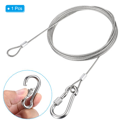 Harfington 2,5 mm x 2 m (6,6 Fuß) Kabel-Sicherheitsschlossdraht mit Karabiner, Edelstahl-Sicherheitskabel zum Aufhängen mit Schlaufen für Gepäck, Beleuchtung, Reisen