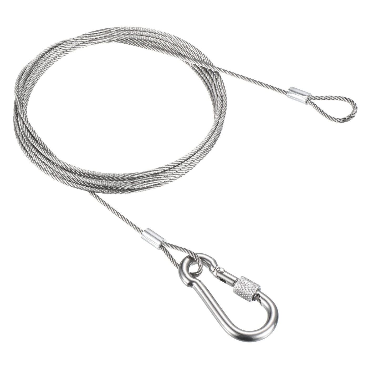 Harfington 2,5 mm x 2 m (6,6 Fuß) Kabel-Sicherheitsschlossdraht mit Karabiner, Edelstahl-Sicherheitskabel zum Aufhängen mit Schlaufen für Gepäck, Beleuchtung, Reisen