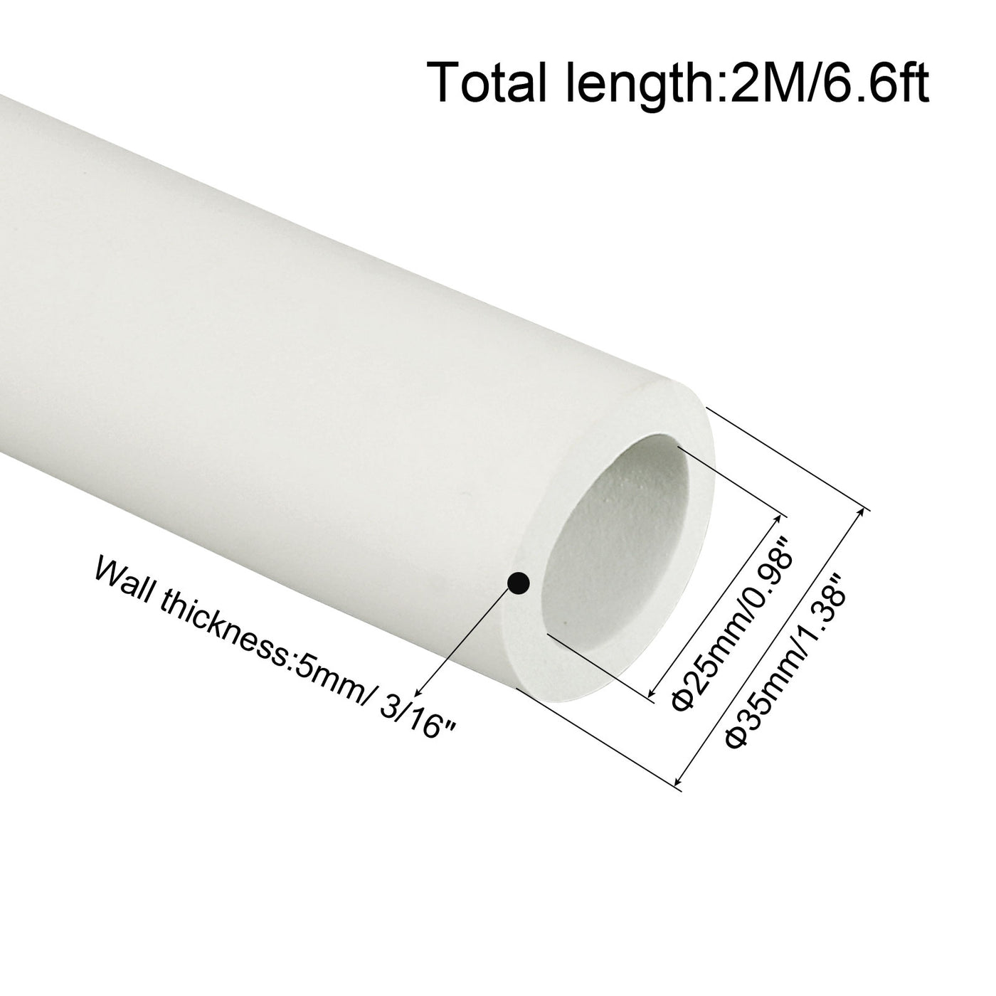 Harfington Foam Grip Tubing Handle Grips 25mm ID 35mm OD 6.6ft White for Utensils, Fitness, Tools Handle Support