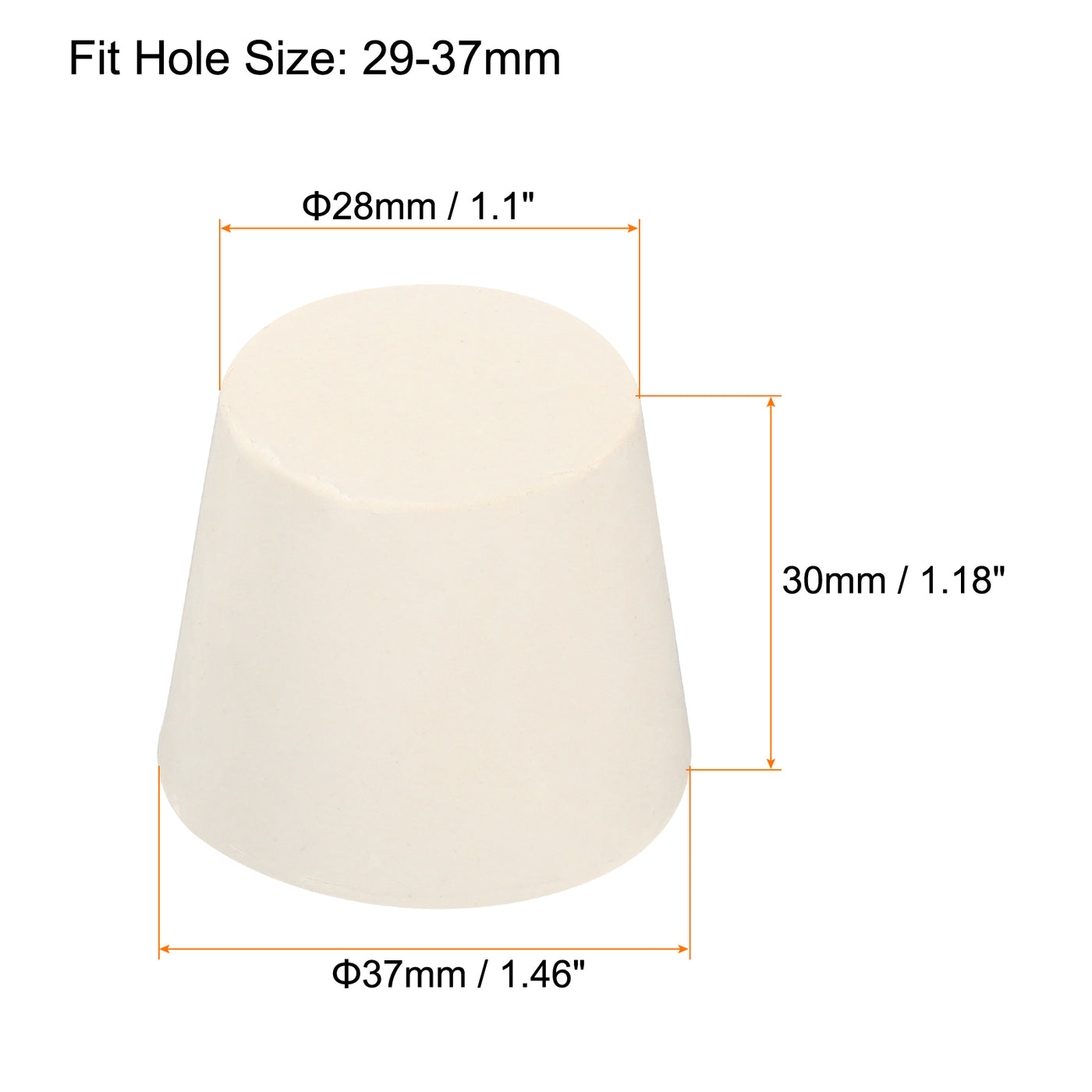 Harfington 4Stk Gummi Konisch Stecker 28mm bis 37mm Solid Test Rohre Stöpsel Stopfen Weiß für Lab Haus