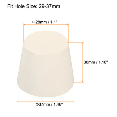 Harfington 4Stk Gummi Konisch Stecker 28mm bis 37mm Solid Test Rohre Stöpsel Stopfen Weiß für Lab Haus