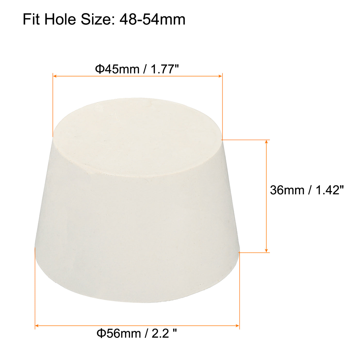 Harfington 4Stk Gummi Konisch Stecker 45mm bis 56mm Solid Test Rohre Stöpsel Stopfen Weiß für Lab Haus