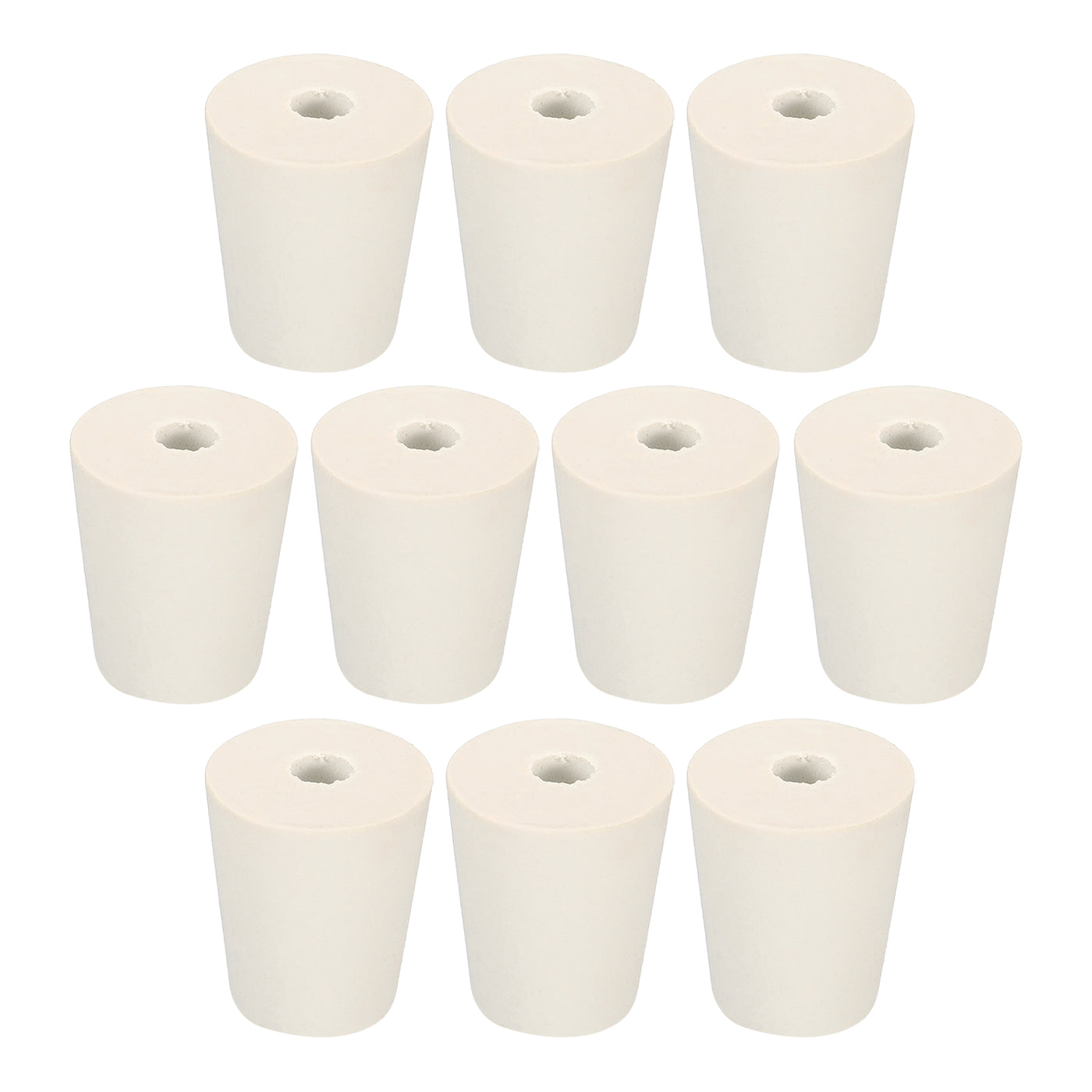 Harfington Rubber Tapered Plug 19mm to 25mm with 8mm Hole Tubes Stopper White 10 Pieces