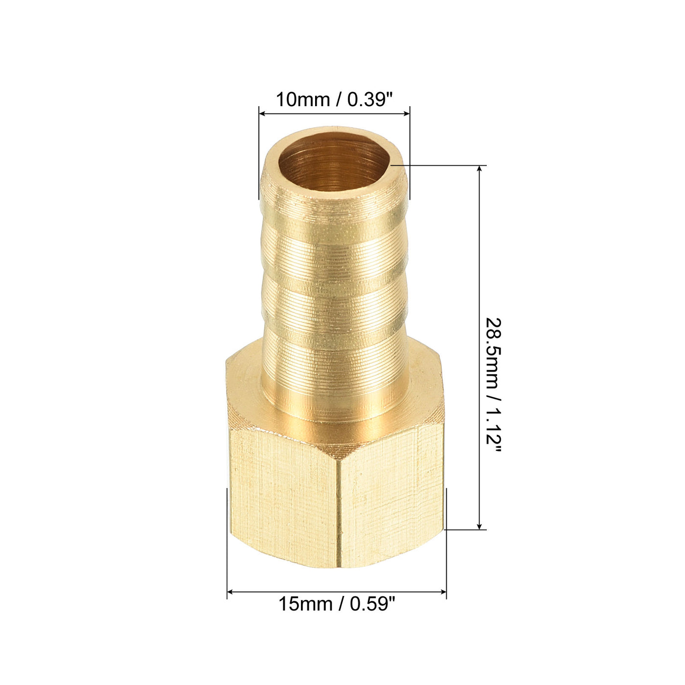 Harfington Hose Barb Fitting Straight 10mm Barbed G1/4 Female Thread, 4 Pack Brass, Yellow