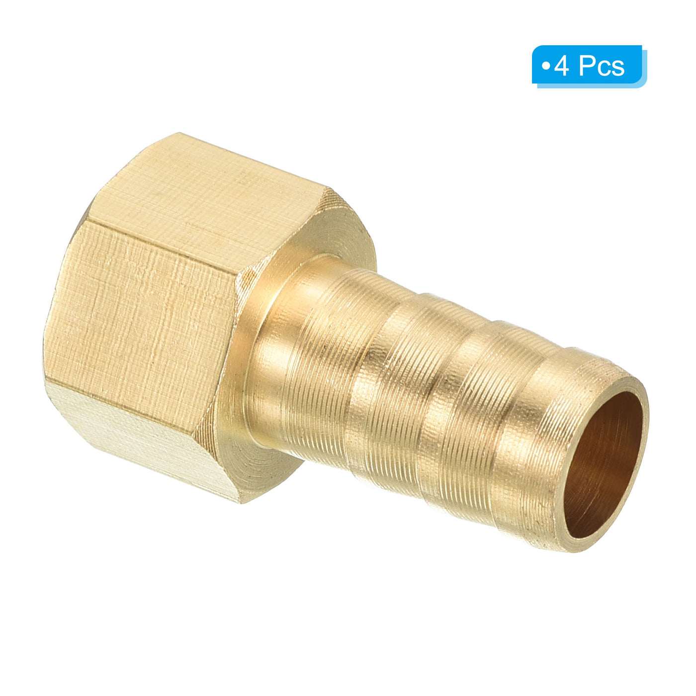 Harfington Hose Barb Fitting Straight 10mm Barbed G1/4 Female Thread, 4 Pack Brass, Yellow