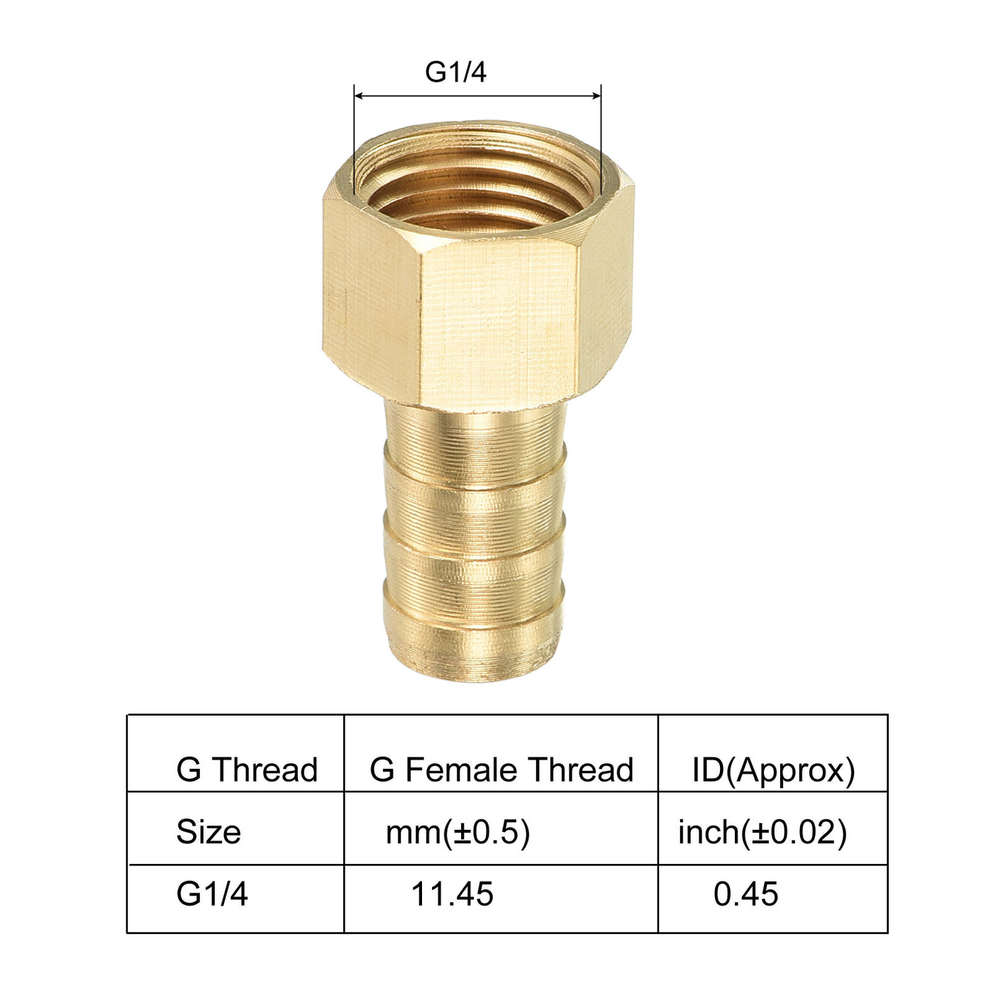 Harfington Hose Barb Fitting Straight 10mm Barbed G1/4 Female Thread, 4 Pack Brass, Yellow