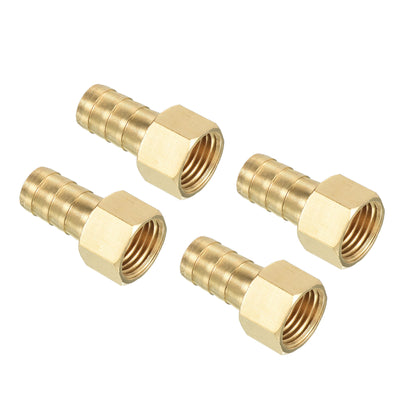 Harfington Hose Barb Fitting Straight 10mm Barbed G1/4 Female Thread, 4 Pack Brass, Yellow