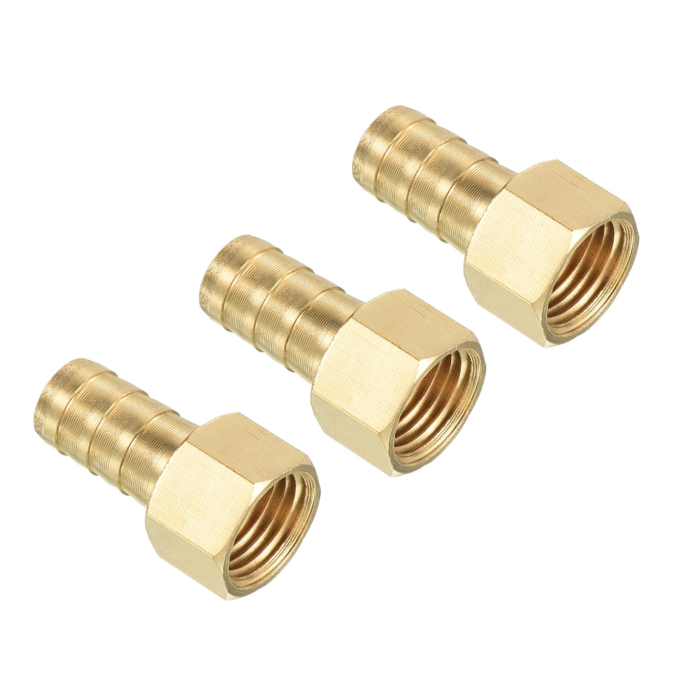 Harfington Hose Barb Fitting Straight 10mm Barbed G1/4 Female Thread, 3 Pack Brass, Yellow