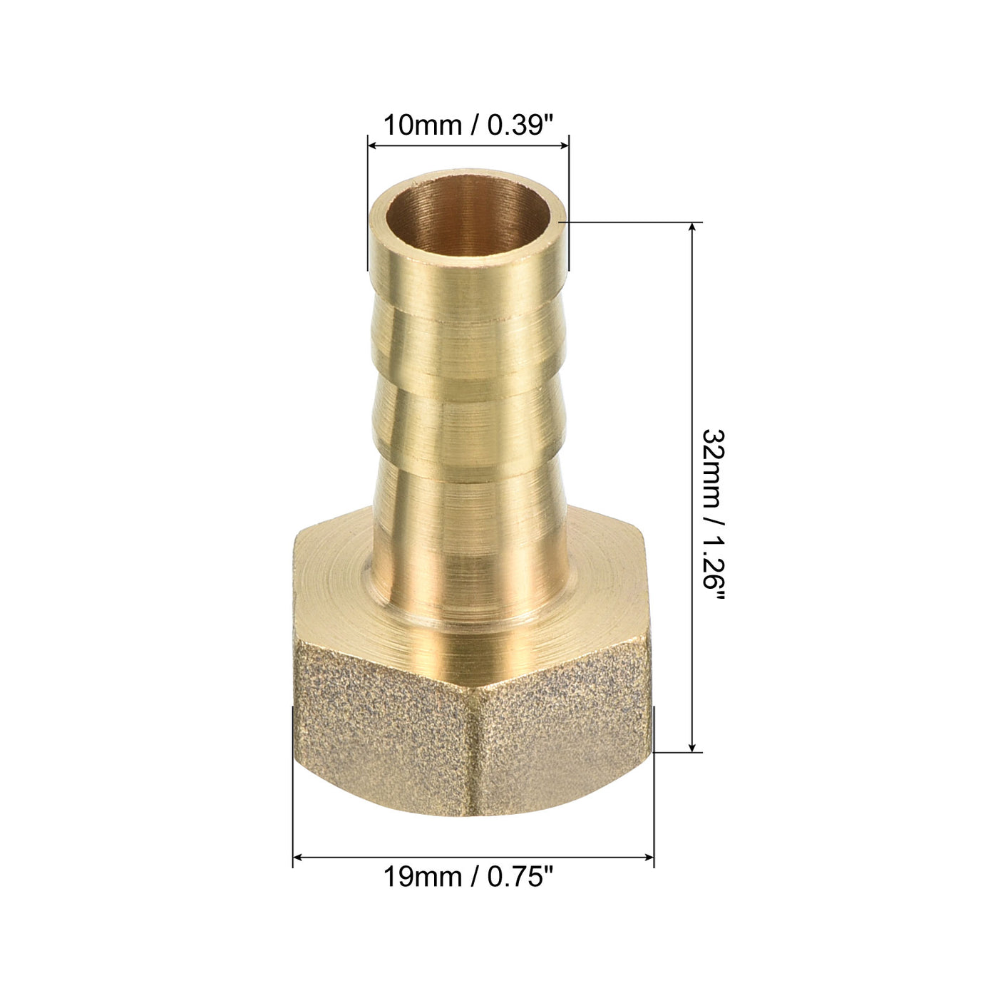 Harfington 5 Stück Schlauch Stachelarmatur Gerade 10mm Stachel G3/8 Innengewinde Messing Mini Rohranschluss Gelb