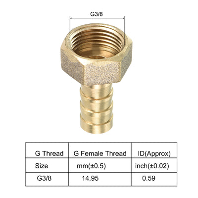 Harfington 5 Stück Schlauch Stachelarmatur Gerade 10mm Stachel G3/8 Innengewinde Messing Mini Rohranschluss Gelb