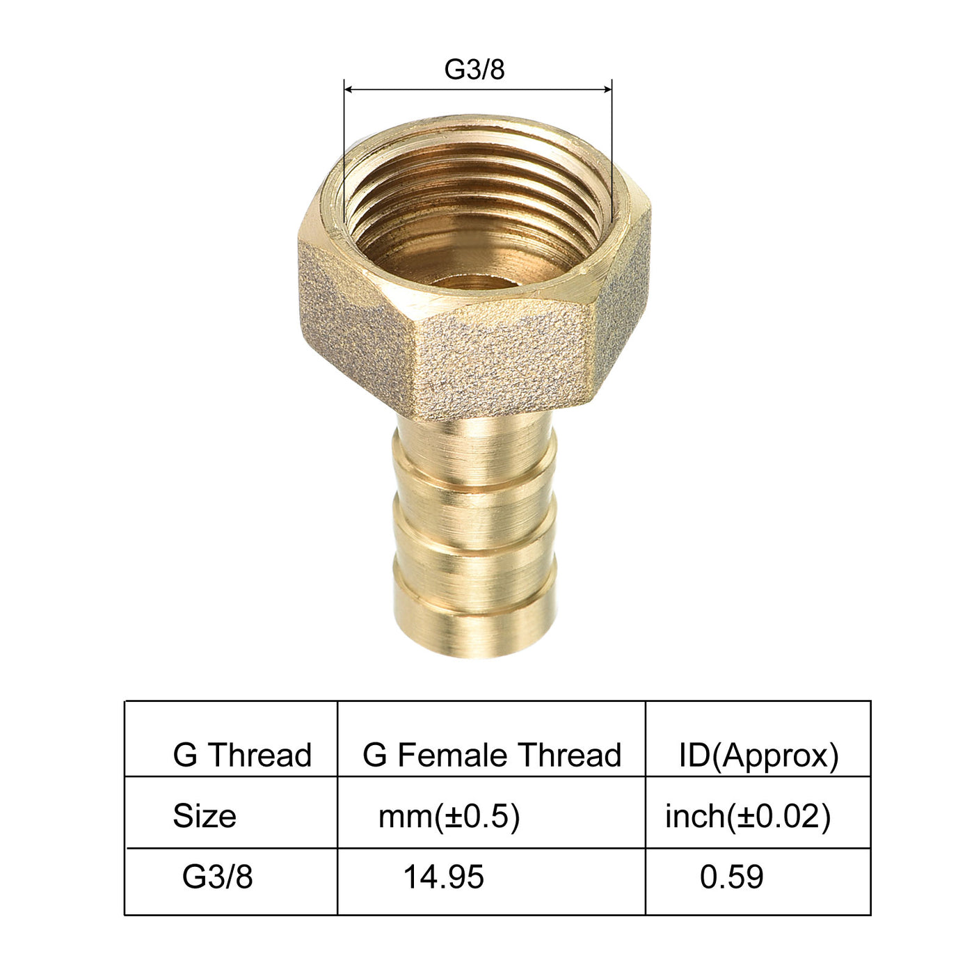 Harfington 3 Stück Schlauch Stachelarmatur Gerade 10mm Stachel G3/8 Innengewinde Messing Mini Rohranschluss Gelb