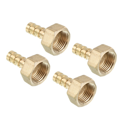 Harfington Hose Barb Fitting Straight 8mm Barbed G3/8 Female Thread, 4 Pack Brass, Yellow