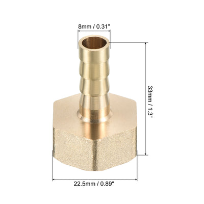 Harfington 3 Stück Schlauch Stachelarmatur Gerade 8mm Stachel G1/2 Innengewinde Messing Mini Rohranschluss Gelb