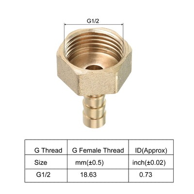 Harfington 3 Stück Schlauch Stachelarmatur Gerade 8mm Stachel G1/2 Innengewinde Messing Mini Rohranschluss Gelb