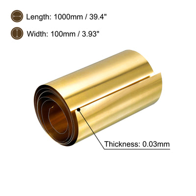 Harfington Uxcell Brass Sheet Roll, Brass Foil Roll Brass Strip Gold for Crafts, Electrical Repairs, Grounding