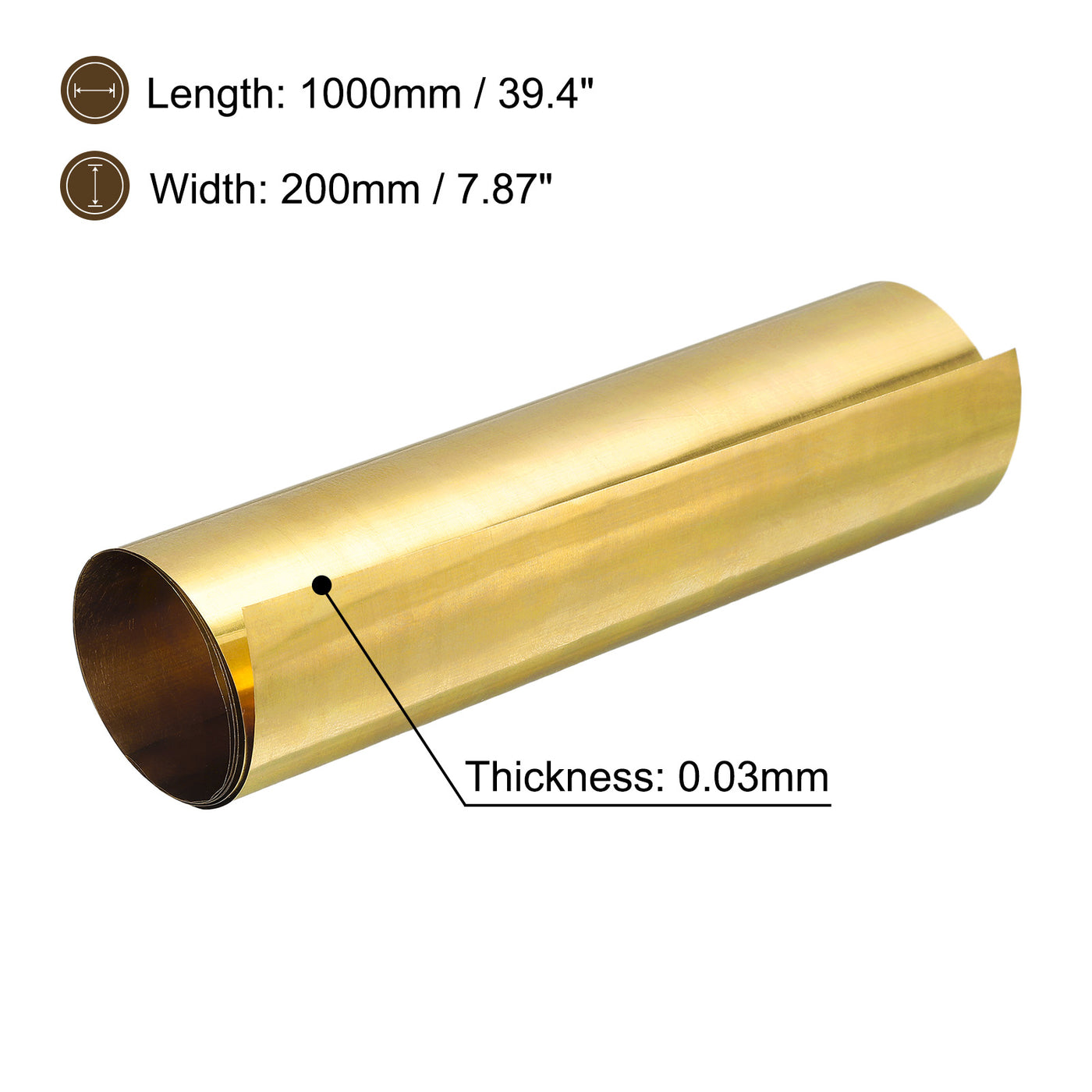 uxcell Uxcell Brass Sheet Roll, Brass Foil Roll Brass Strip Gold for Crafts, Electrical Repairs, Grounding