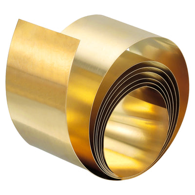 Harfington Uxcell Brass Sheet Roll, Brass Foil Roll Brass Strip Gold for Crafts, Electrical Repairs, Grounding