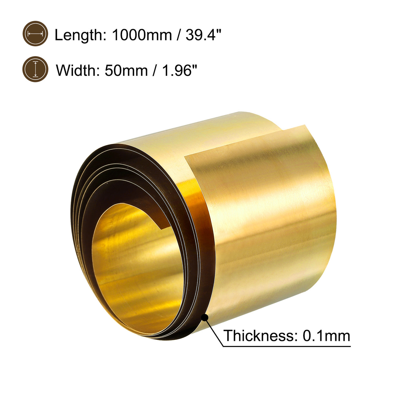 uxcell Uxcell Brass Sheet Roll, Brass Foil Roll Brass Strip Gold for Crafts, Electrical Repairs, Grounding