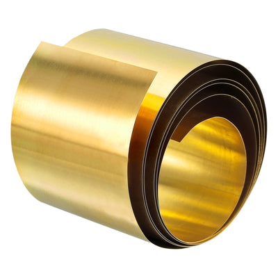 Harfington Uxcell Brass Sheet Roll, Brass Foil Roll Brass Strip Gold for Crafts, Electrical Repairs, Grounding