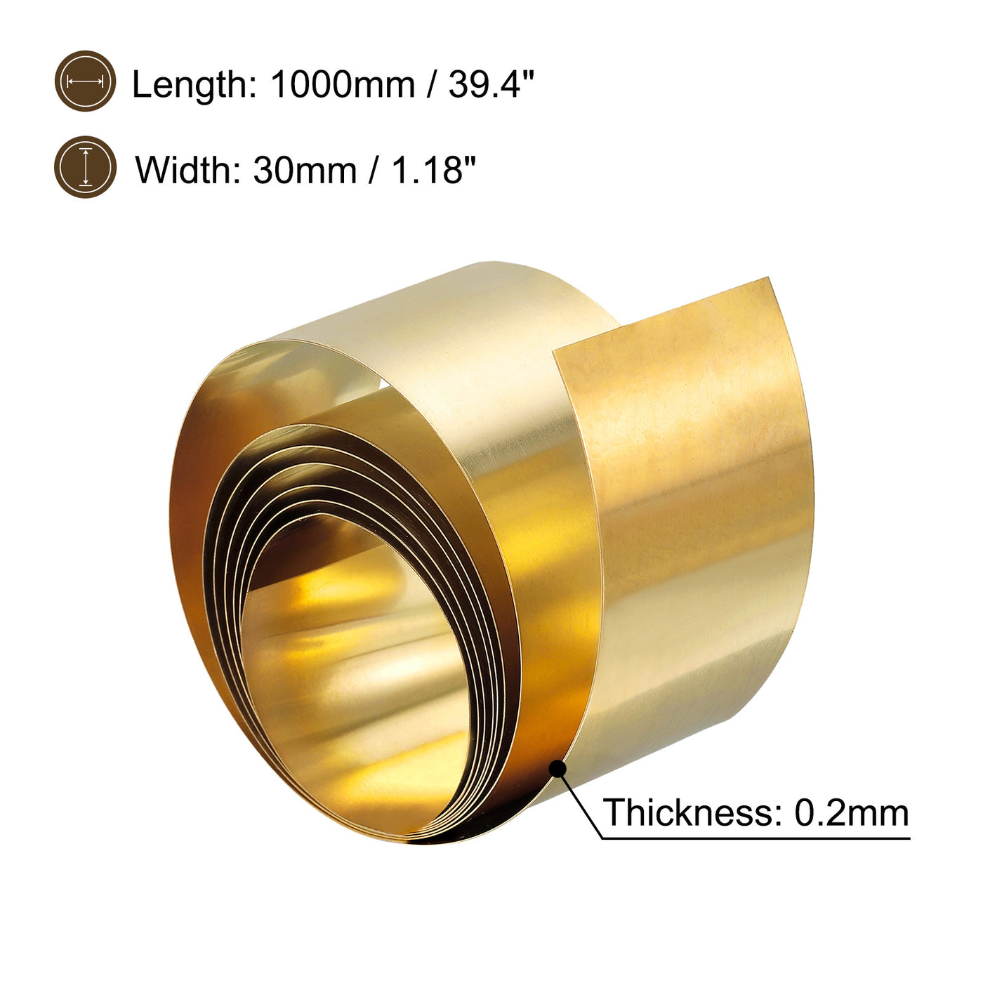 uxcell Uxcell Brass Sheet Roll, Brass Foil Roll Brass Strip Gold for Crafts, Electrical Repairs, Grounding