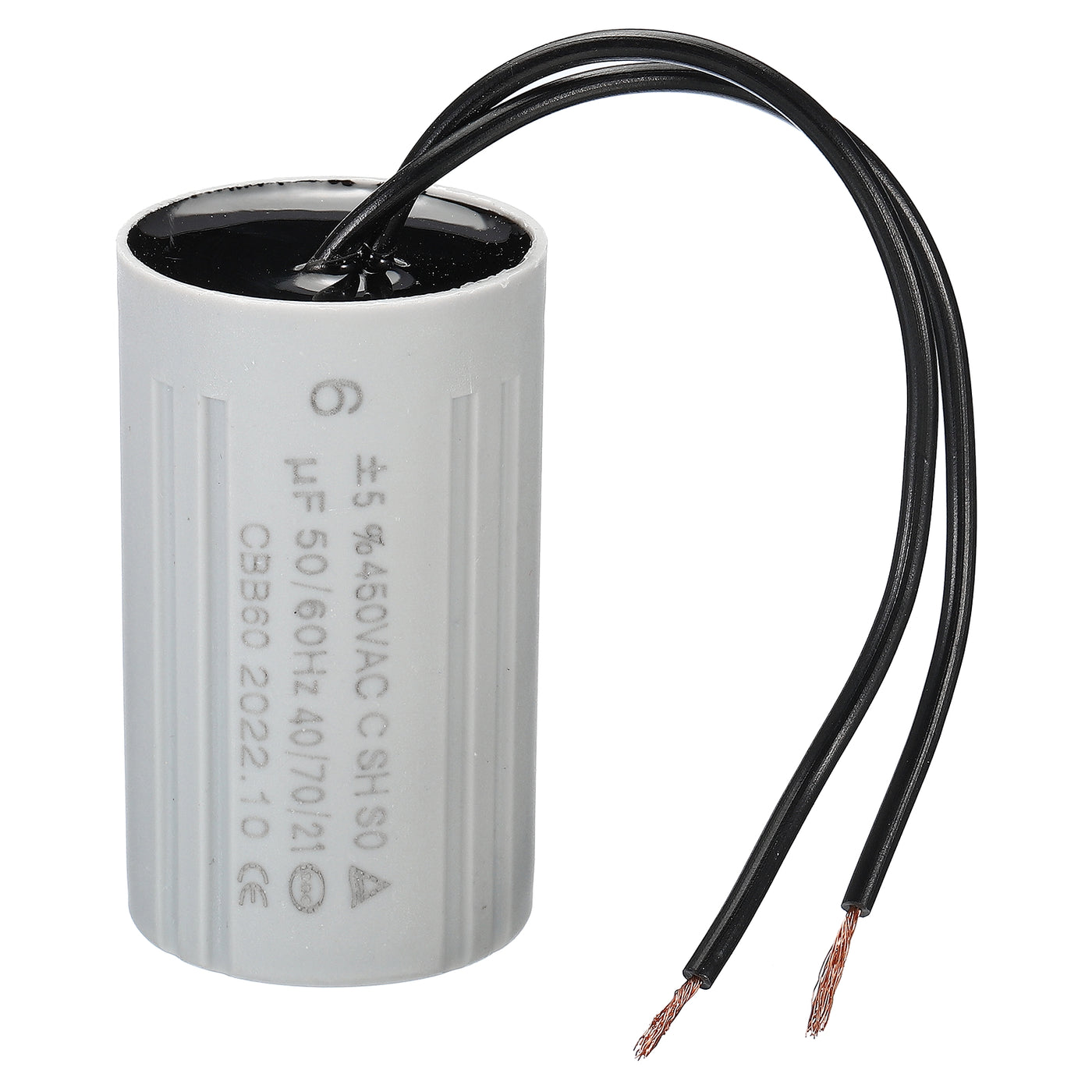 Harfington CBB60 6uF Running Capacitor, AC 450V 2 Wires 50/60Hz Cylinder 60x35mm