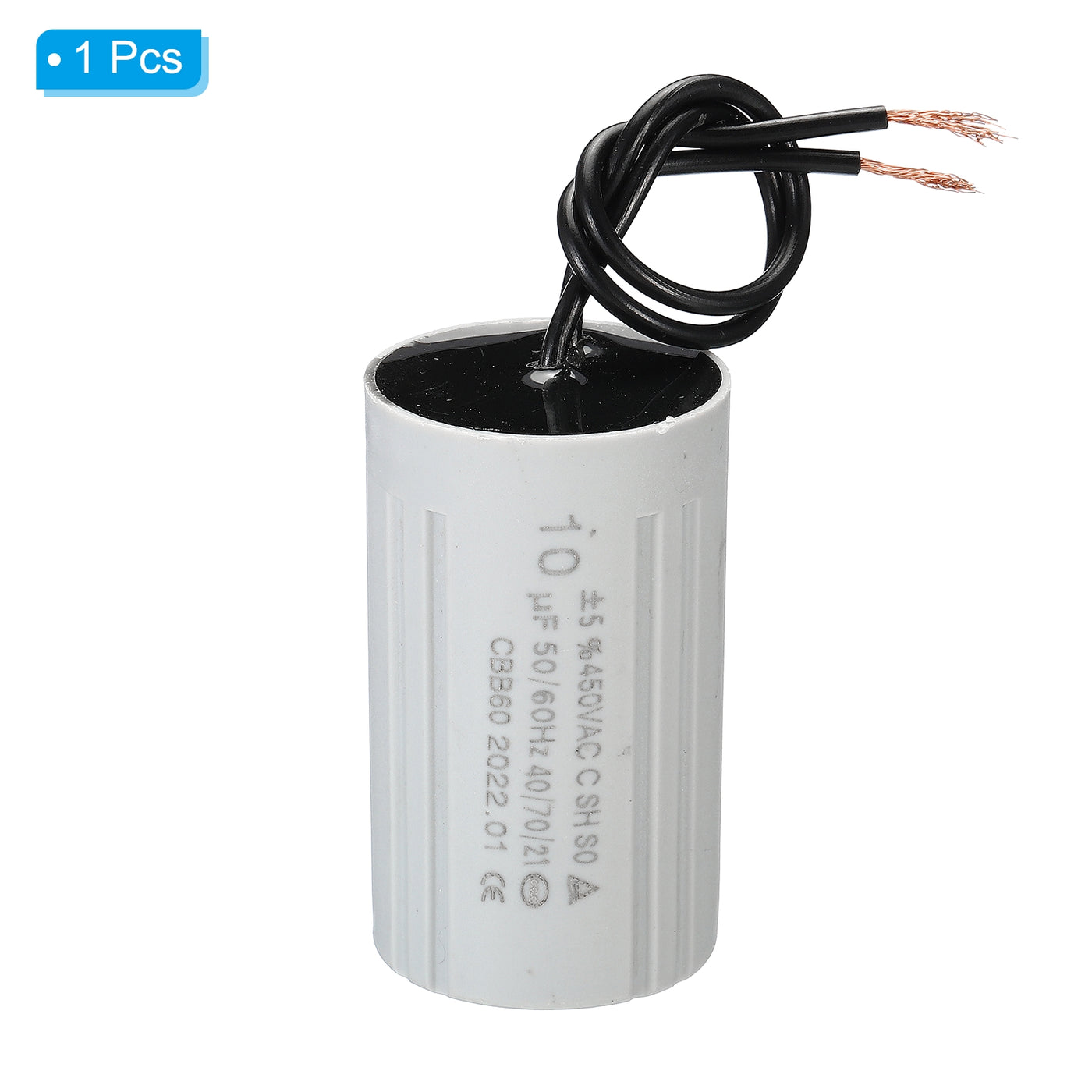 Harfington CBB60 10uF Running Capacitor, AC 450V 2 Wires 50/60Hz Cylinder 60x35mm