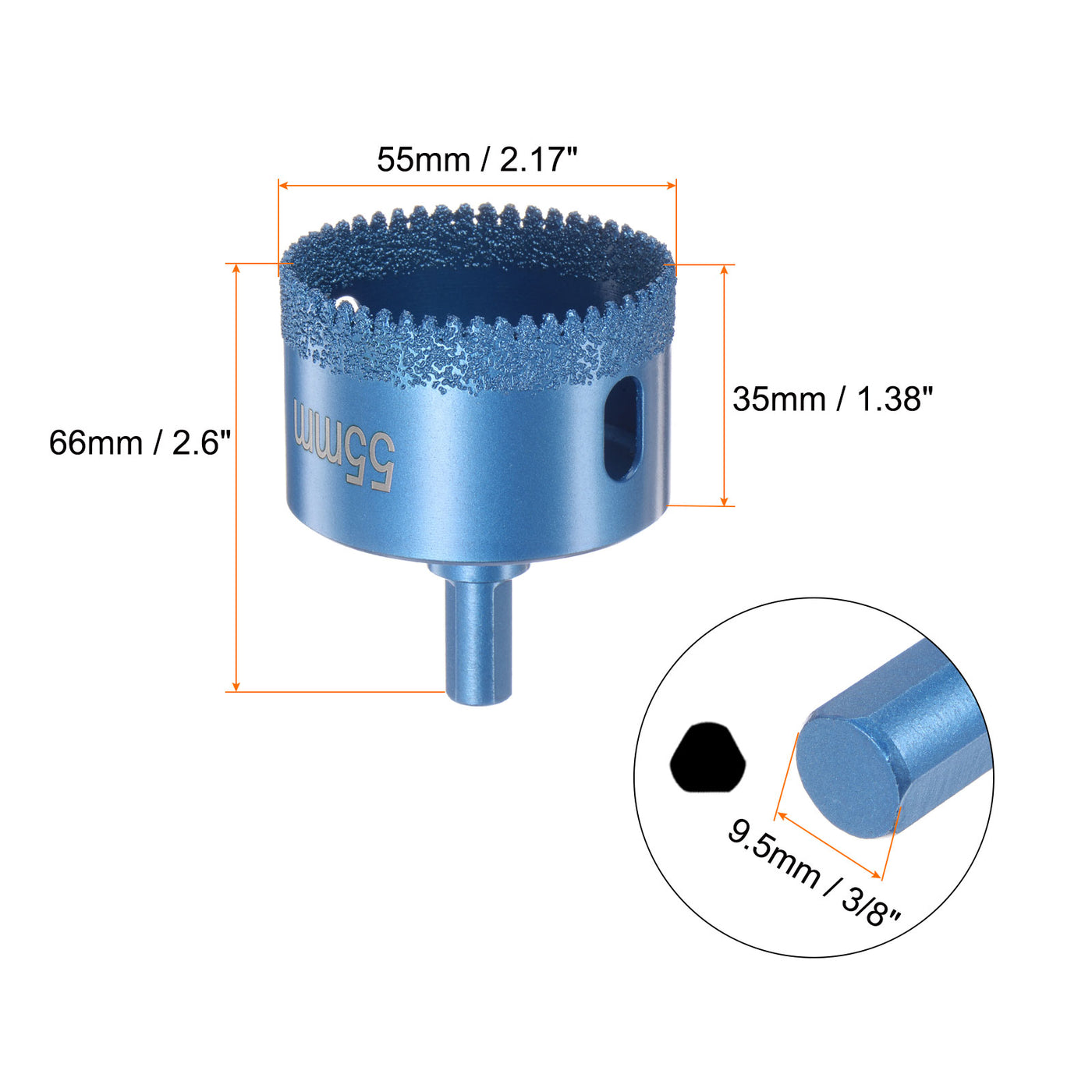 Harfington Diamant Bohrspitze 55mm Gezahnt Gelötet Diamant Lochsäge für Glas Fliese Marmor Keramik Steine Flaschen Töpfe