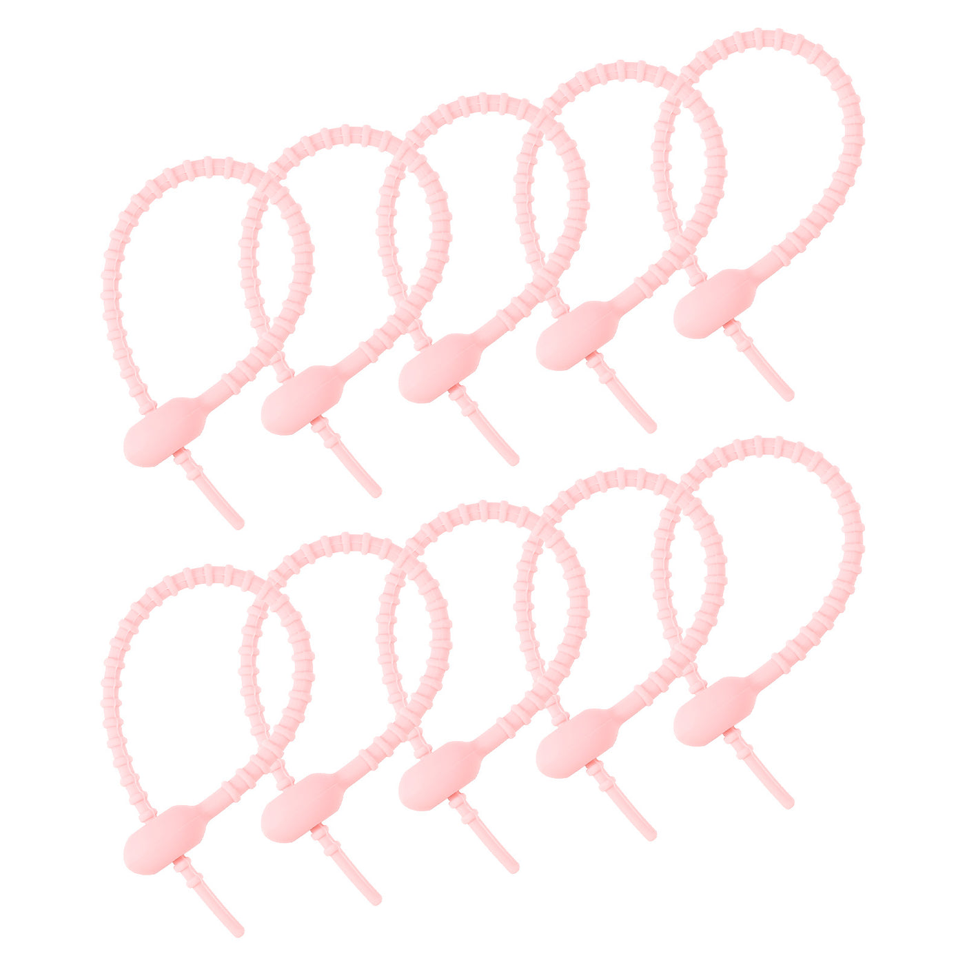 Harfington Reusable Zip Ties, 6 Inch Silicone Ties Bag Clips (Light Pink Pack of 20)