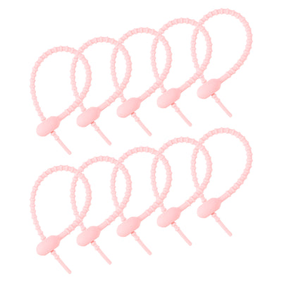 Harfington Reusable Zip Ties, 6 Inch Silicone Ties Bag Clips (Light Pink Pack of 20)