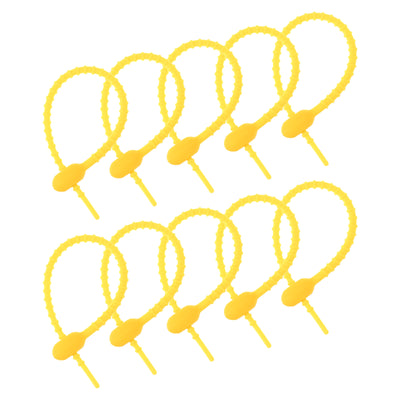 Harfington Reusable Zip Ties, 6 Inch Silicone Ties Bag Clips (Yellow Pack of 30)