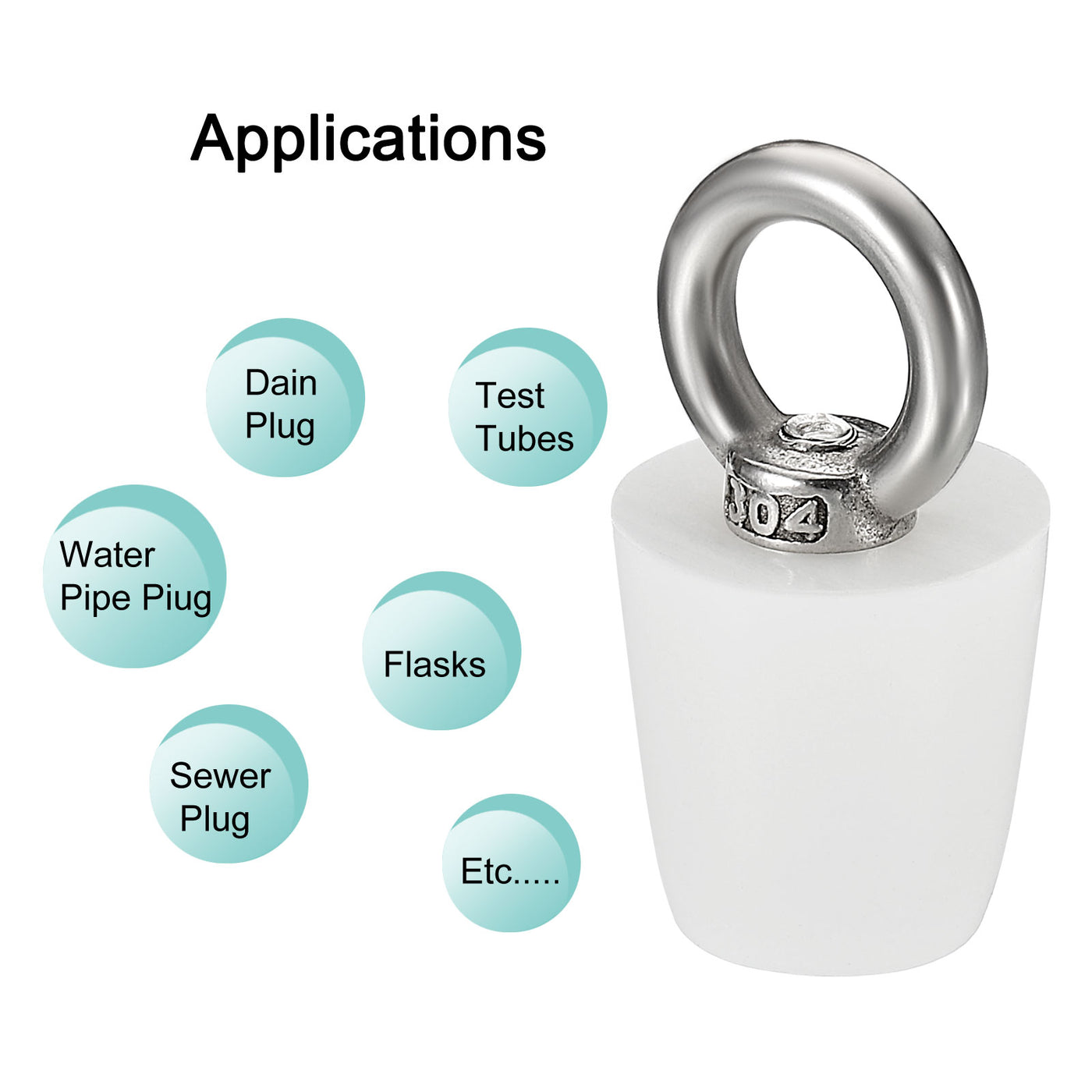 Harfington Silikon Gummi Konischer Stecker 19mm bis 26mm Solide Sprosen Stopper mit Ring für Reagenzgläser Wasserleitung Drainageloch Weiß