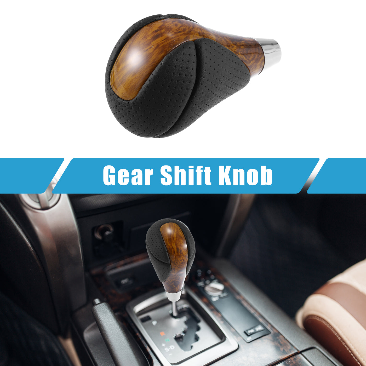 A ABSOPRO Auto Schaltknauf Stick Shifter für das Auto schwarz gelb Holzdruck