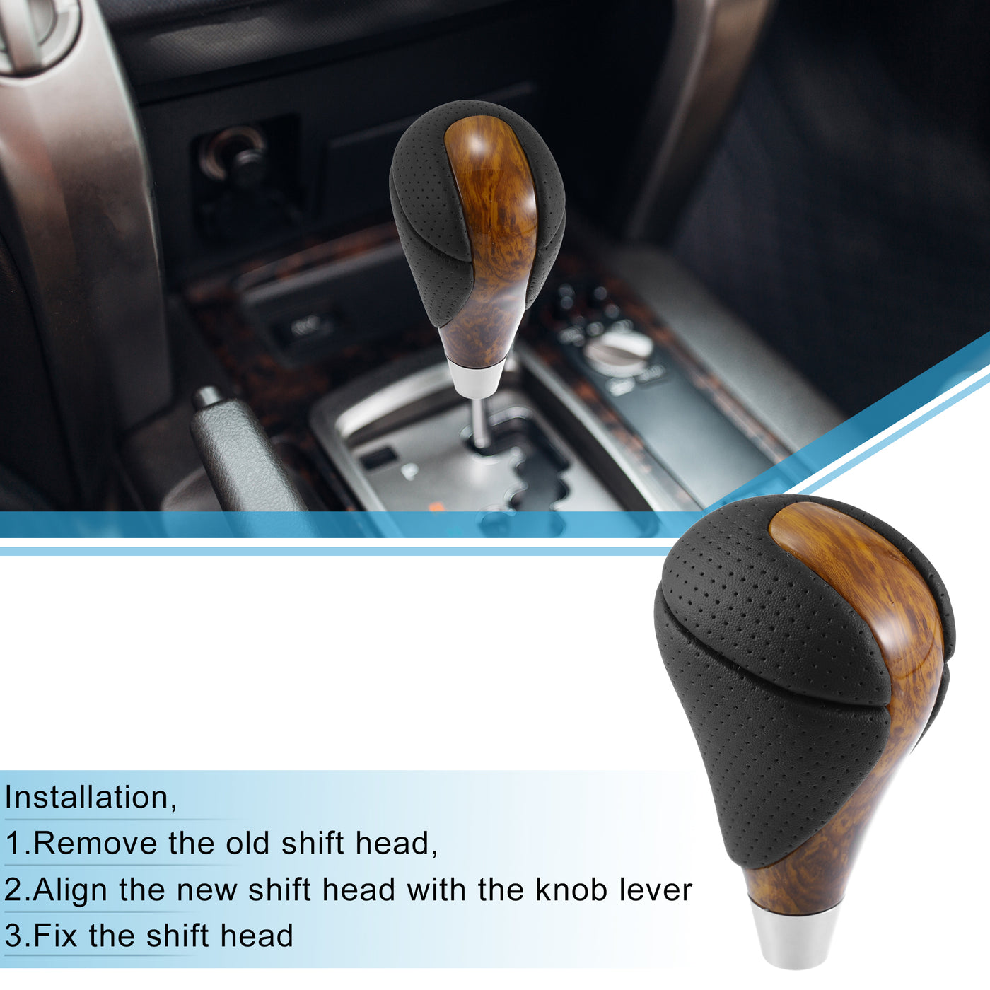 A ABSOPRO Auto Schaltknauf Stick Shifter für das Auto schwarz gelb Holzdruck