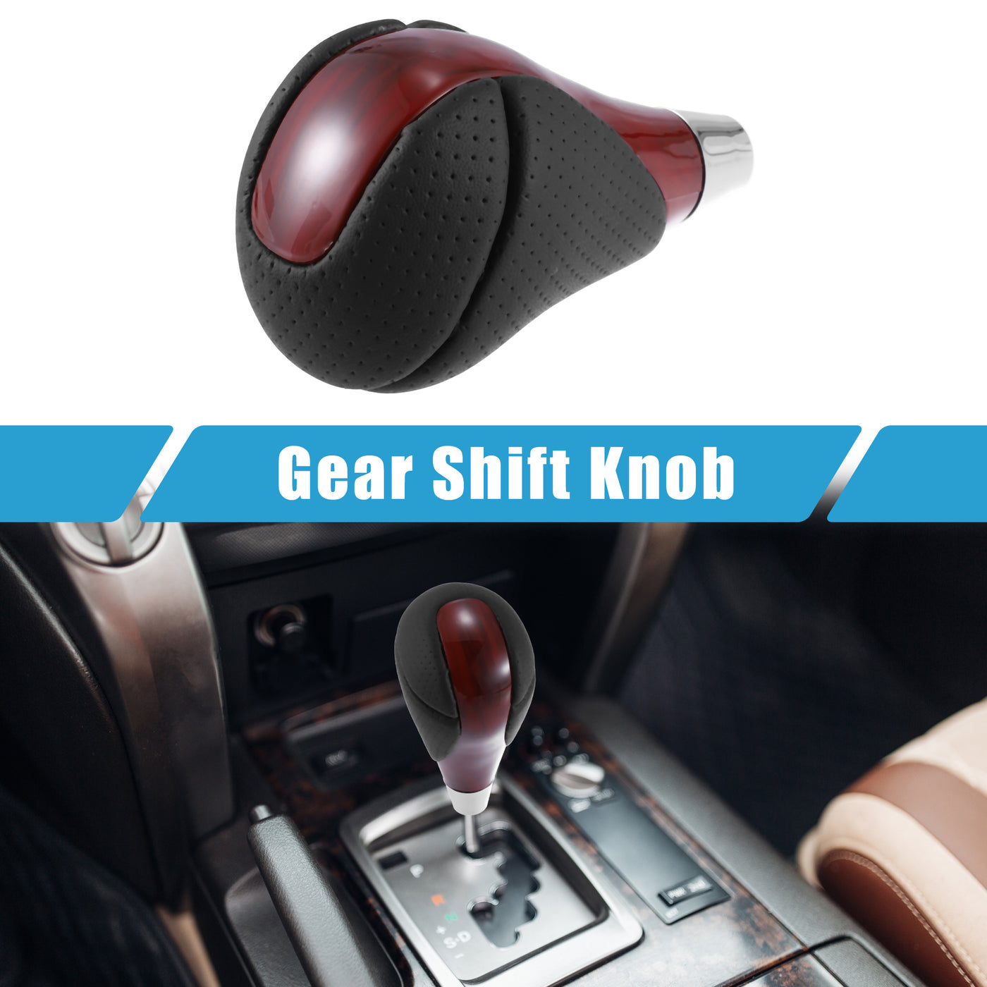 A ABSOPRO Gear Shift Knob Stick Shifter for Lexus ES300h ES350 GS300 GS350 GS430 GS450h GS460 IS250 IS350 LS460 Black Red Wood Pattern