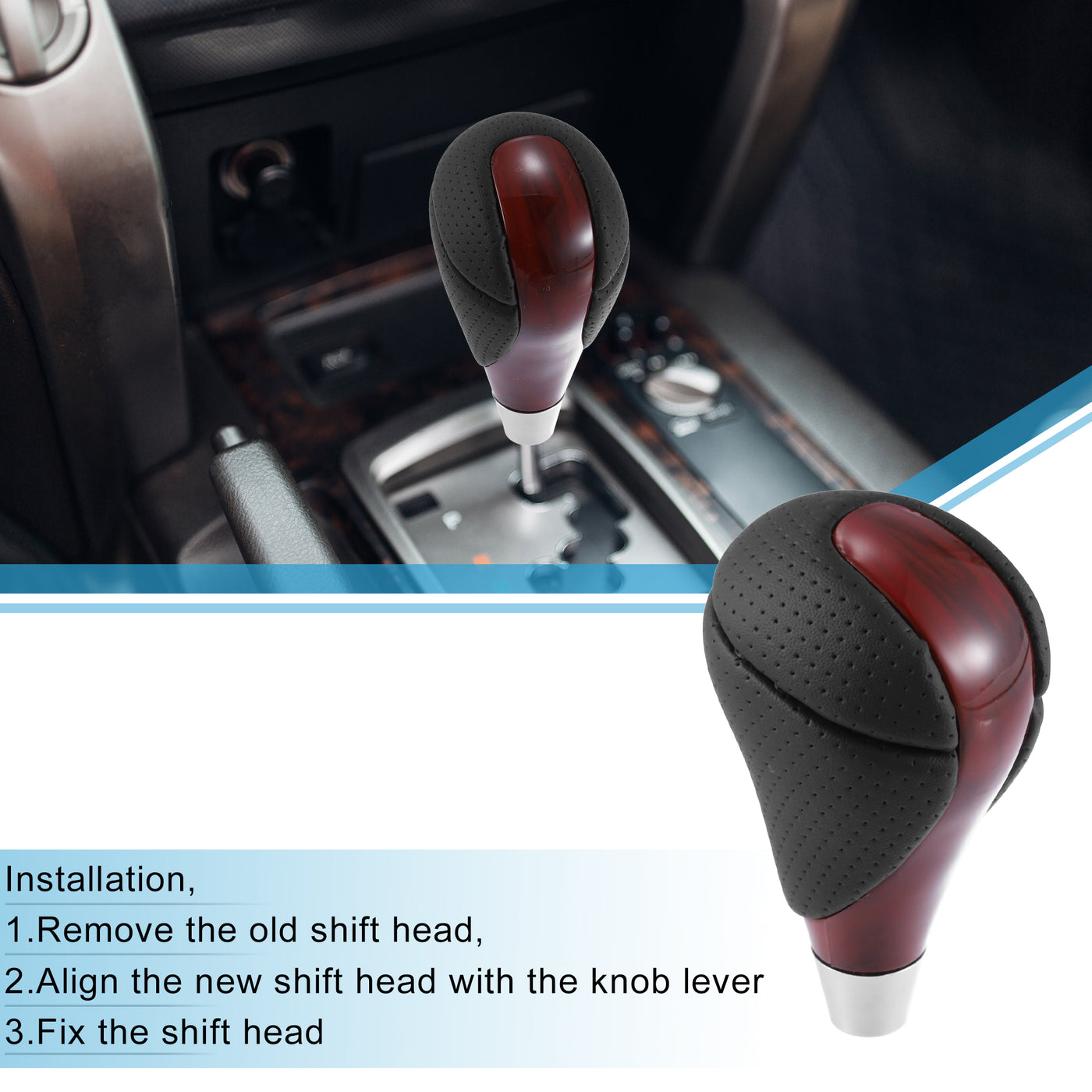 A ABSOPRO Gear Shift Knob Stick Shifter for Lexus ES300h ES350 GS300 GS350 GS430 GS450h GS460 IS250 IS350 LS460 Black Red Wood Pattern