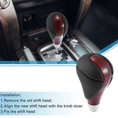 Harfington Gear Shift Knob Stick Shifter for Lexus ES300h ES350 GS300 GS350 GS430 GS450h GS460 IS250 IS350 LS460 Black Red Wood Pattern