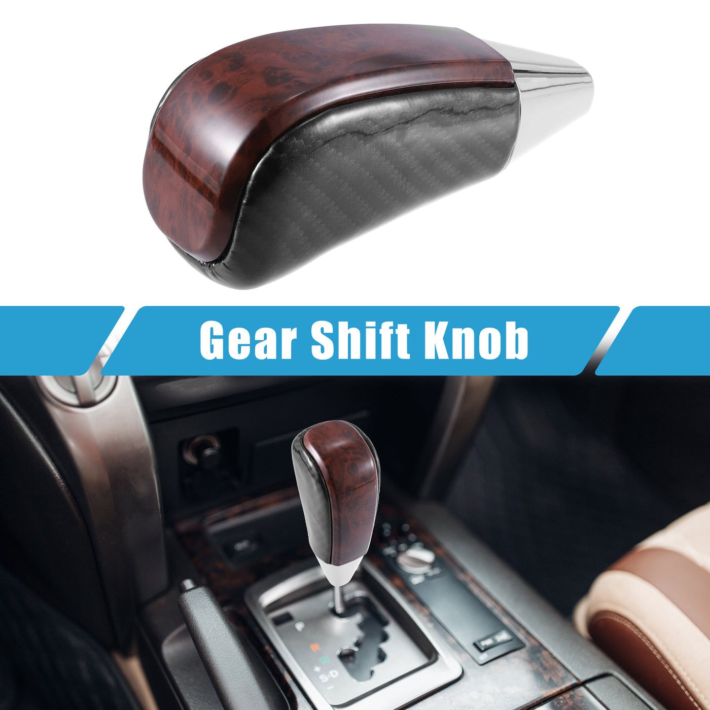 A ABSOPRO Car Automatic Gear Stick Shift Knob Gear Shift Knob Stick Shifter for Toyota Land Cruiser 2016-2021 4Runner 2003-2021 Tundra 2008-2021 Wood Grain