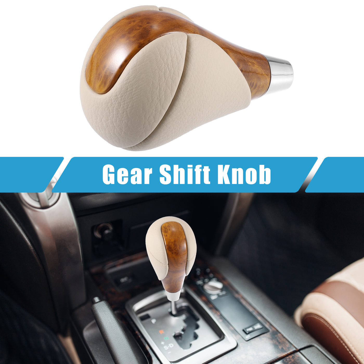 A ABSOPRO Gear Stick Shift Knob Gear Shift Knob Stick Shifter for Lexus ES300h ES350 GS300 GS350 GS430 GS450h GS460 IS250 IS300 IS350 LS460 Beige Wood Grain