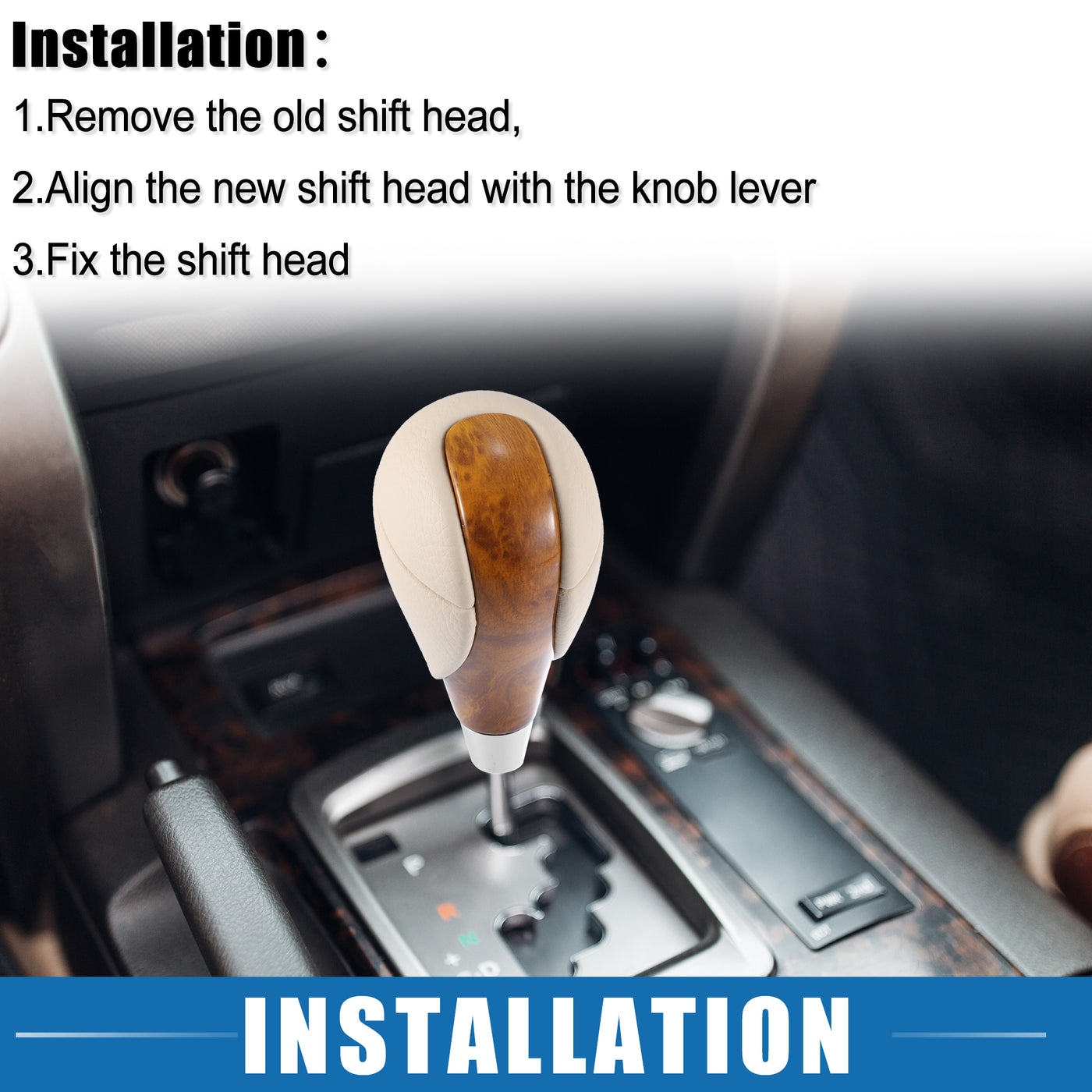 A ABSOPRO Gear Stick Shift Knob Gear Shift Knob Stick Shifter for Lexus ES300h ES350 GS300 GS350 GS430 GS450h GS460 IS250 IS300 IS350 LS460 Beige Wood Grain