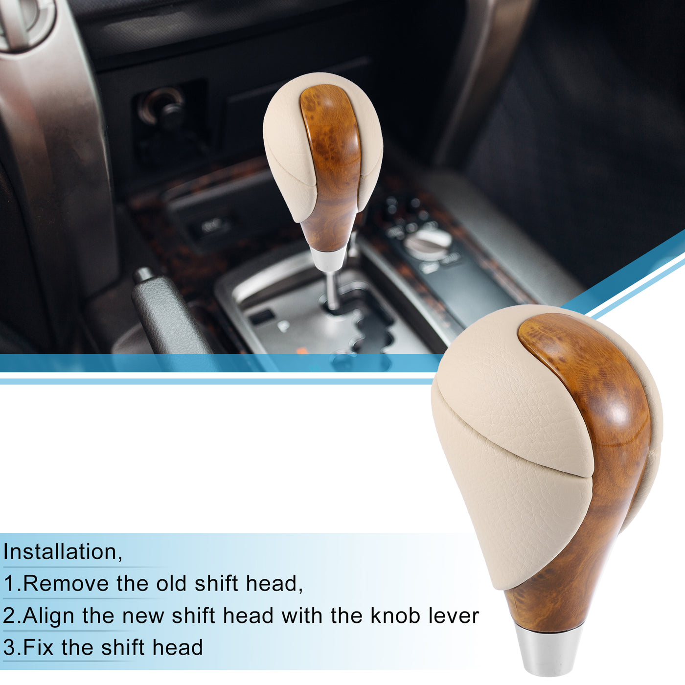 A ABSOPRO Gear Stick Shift Knob Gear Shift Knob Stick Shifter for Lexus ES300h ES350 GS300 GS350 GS430 GS450h GS460 IS250 IS300 IS350 LS460 Beige Wood Grain