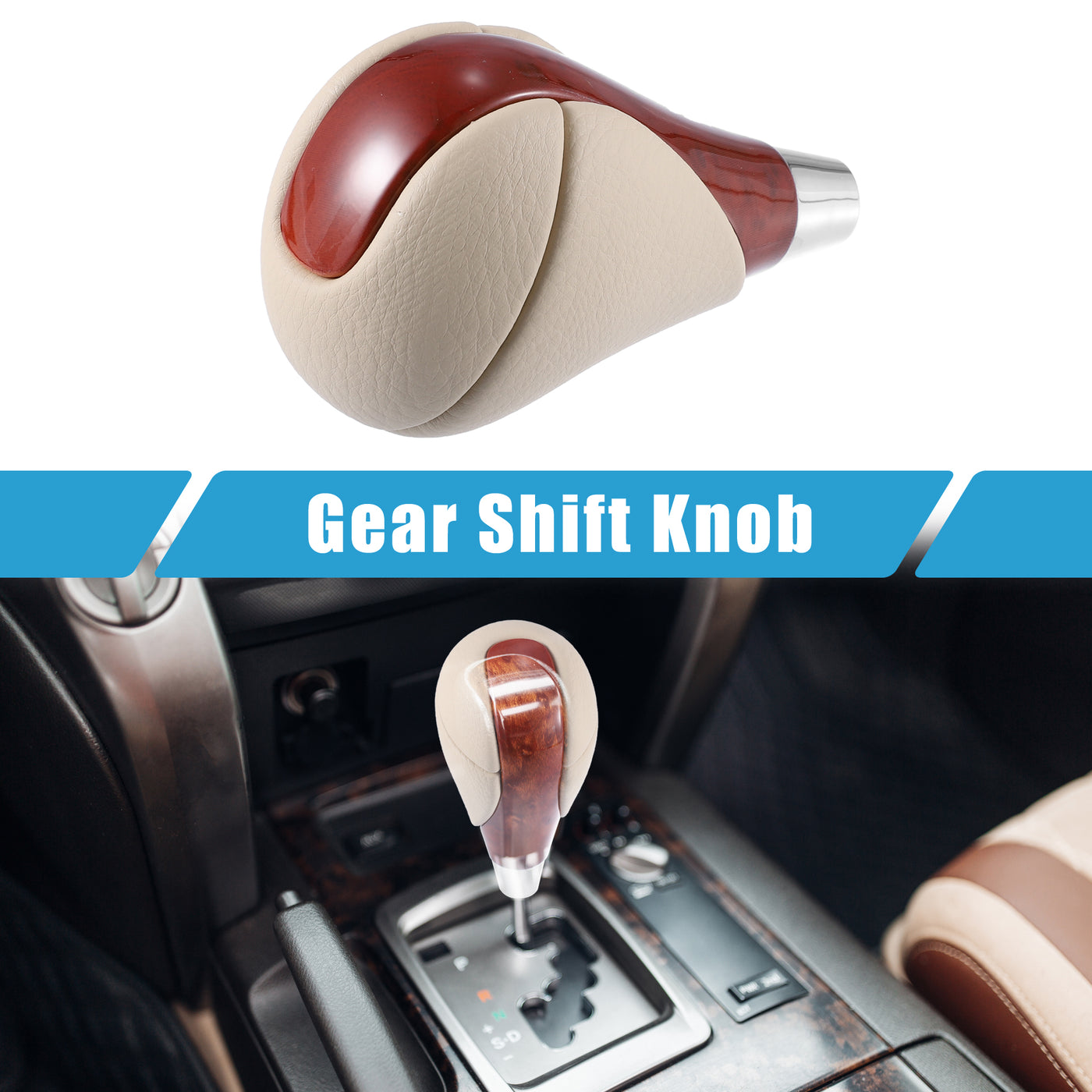 A ABSOPRO Gear Stick Shift Knob Gear Shift Knob Stick Shifter for Lexus ES300h ES350 GS300 GS350 GS430 GS450h GS460 IS250 IS300 IS350 LS460 Beige Wood Pattern