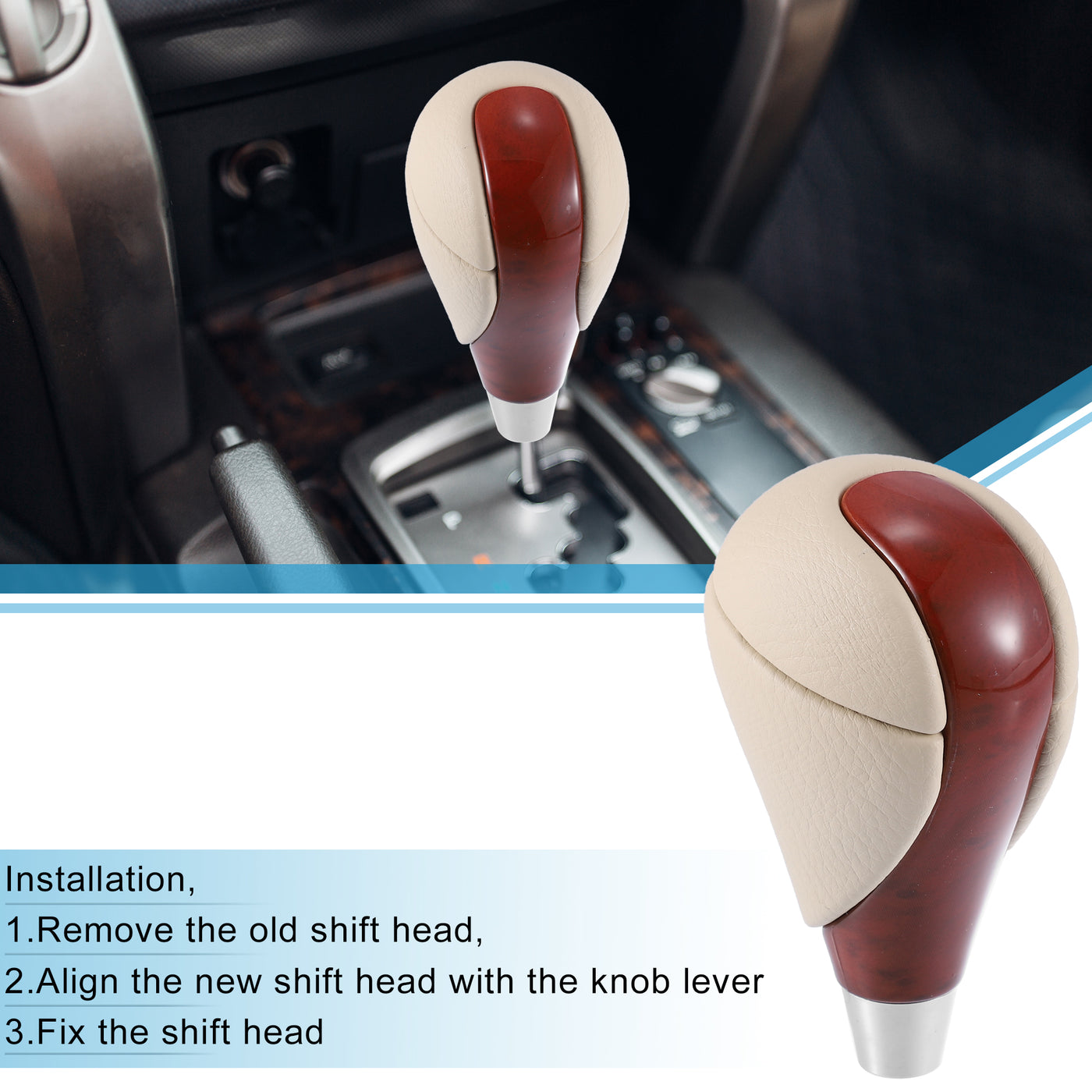 A ABSOPRO Gear Stick Shift Knob Gear Shift Knob Stick Shifter for Lexus ES300h ES350 GS300 GS350 GS430 GS450h GS460 IS250 IS300 IS350 LS460 Beige Wood Pattern