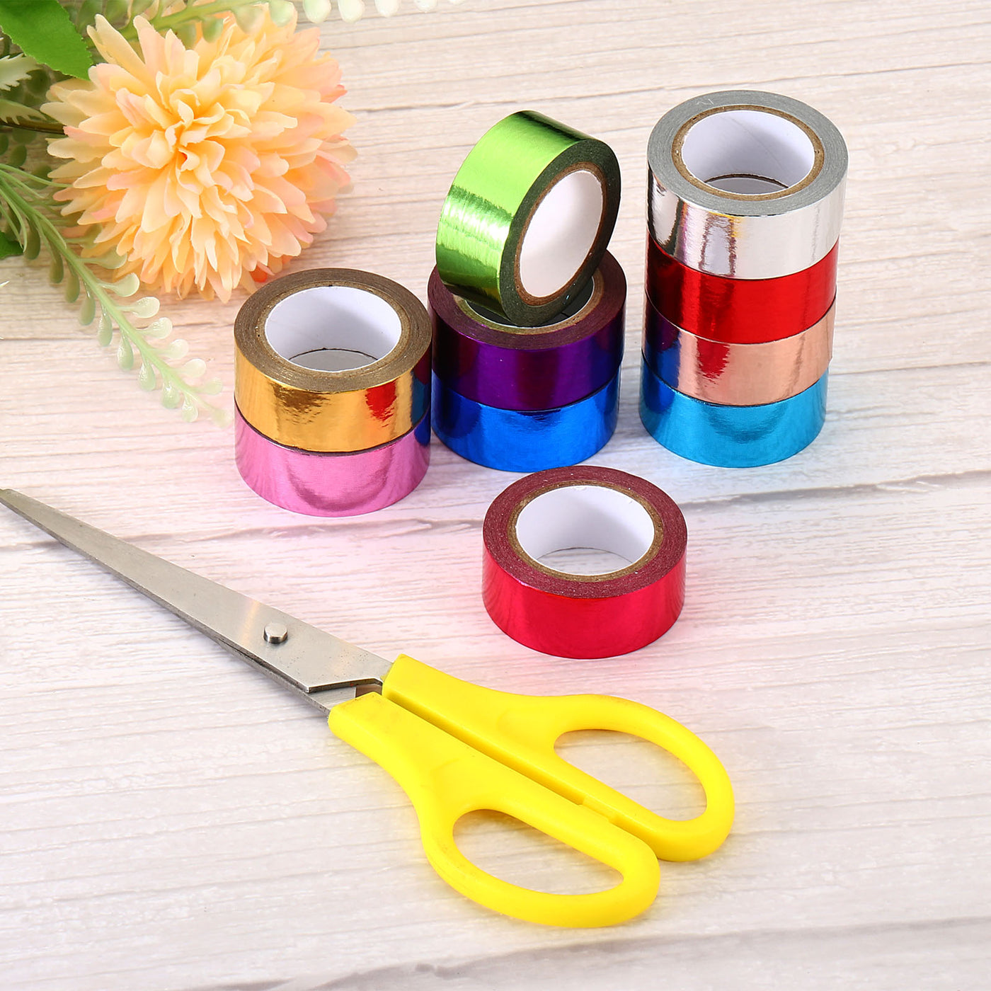 Harfington Metallic Washi Tape 15mm x 5m, 4 Pack Art Paper Tapes Washi Self-Adhesive Red