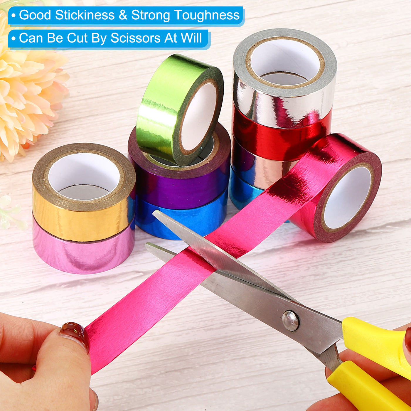 Harfington Metallic Washi Tape 15mm x 5m, 4 Pack Art Tapes Washi Self-Adhesive Silver Tone