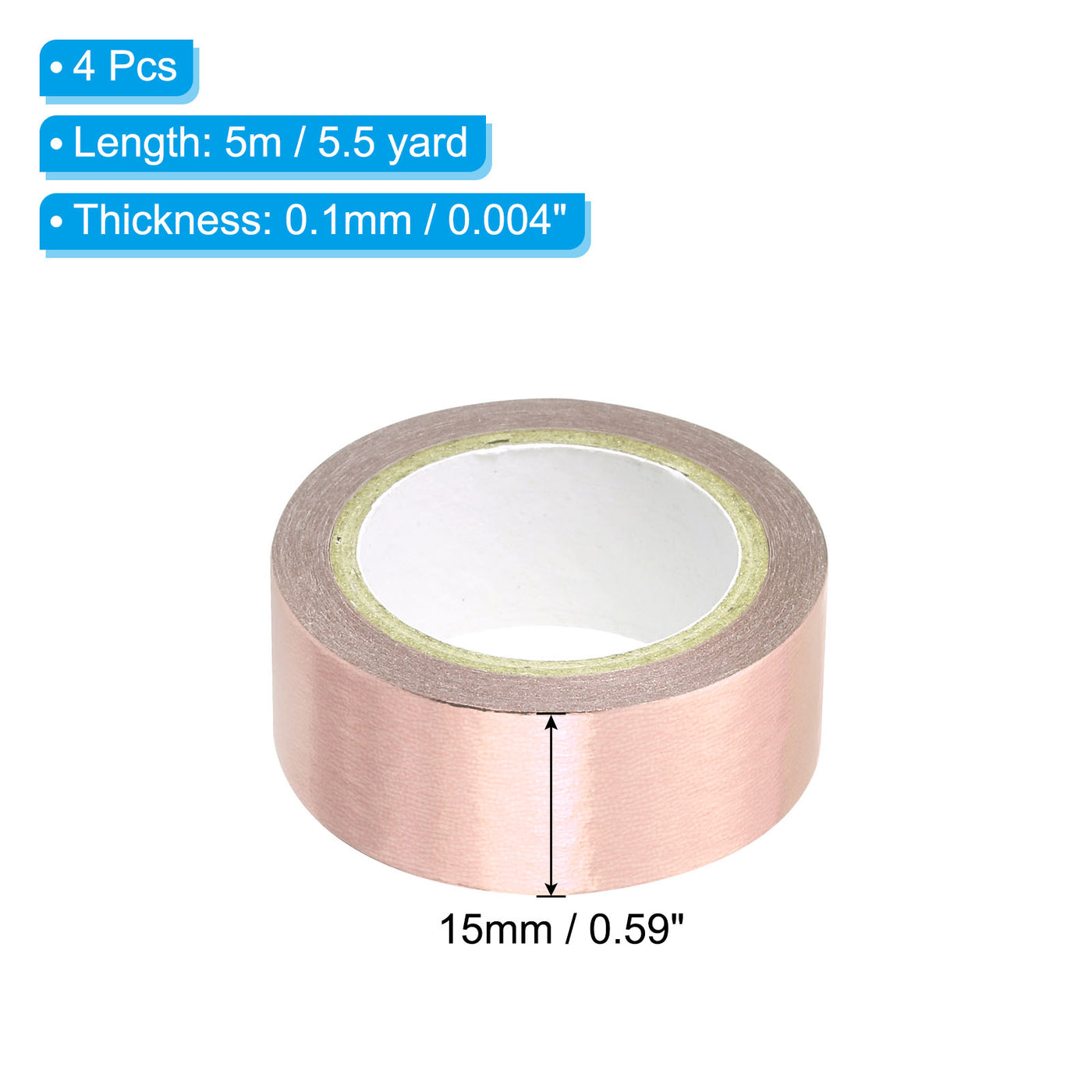 Harfington Metallic Washi Tape 15mm x 5m, 4 Pack Art Tapes Washi Self-Adhesive Pink Gold