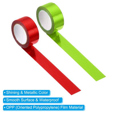 Harfington Metallic Washi Tape 15mm x 5m, 2 Pack Art Tapes Washi Self-Adhesive Green, Red