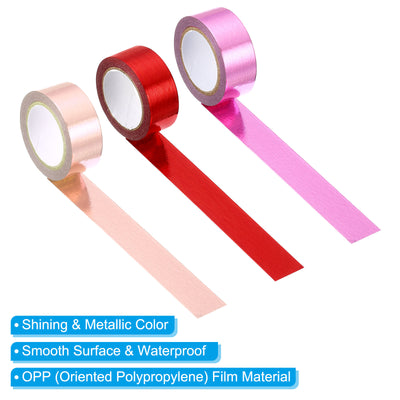 Harfington Metallic Washi Tape 15mmx5m, 6 Pack Art Tapes Self-Adhesive Pink, Red, Pink Gold